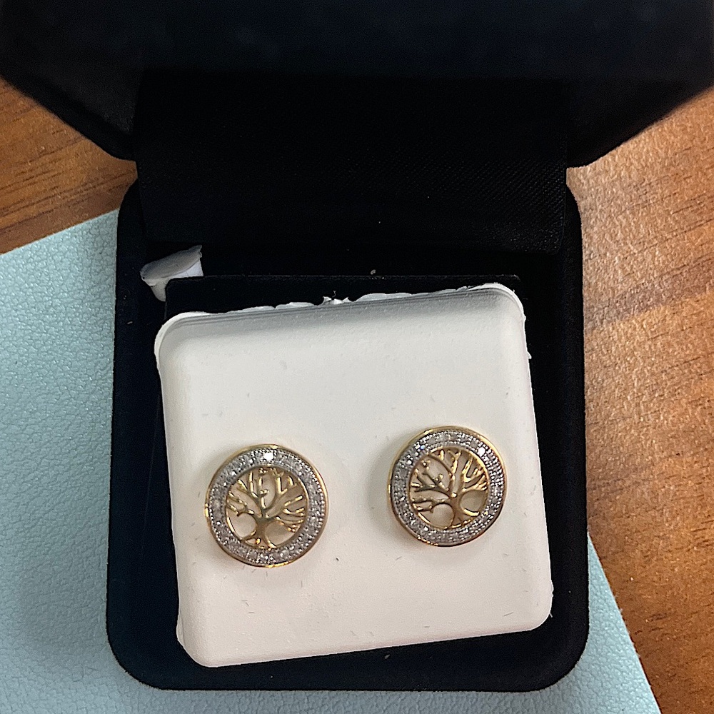 1/8 carat Tree of Life Diamond Earrings